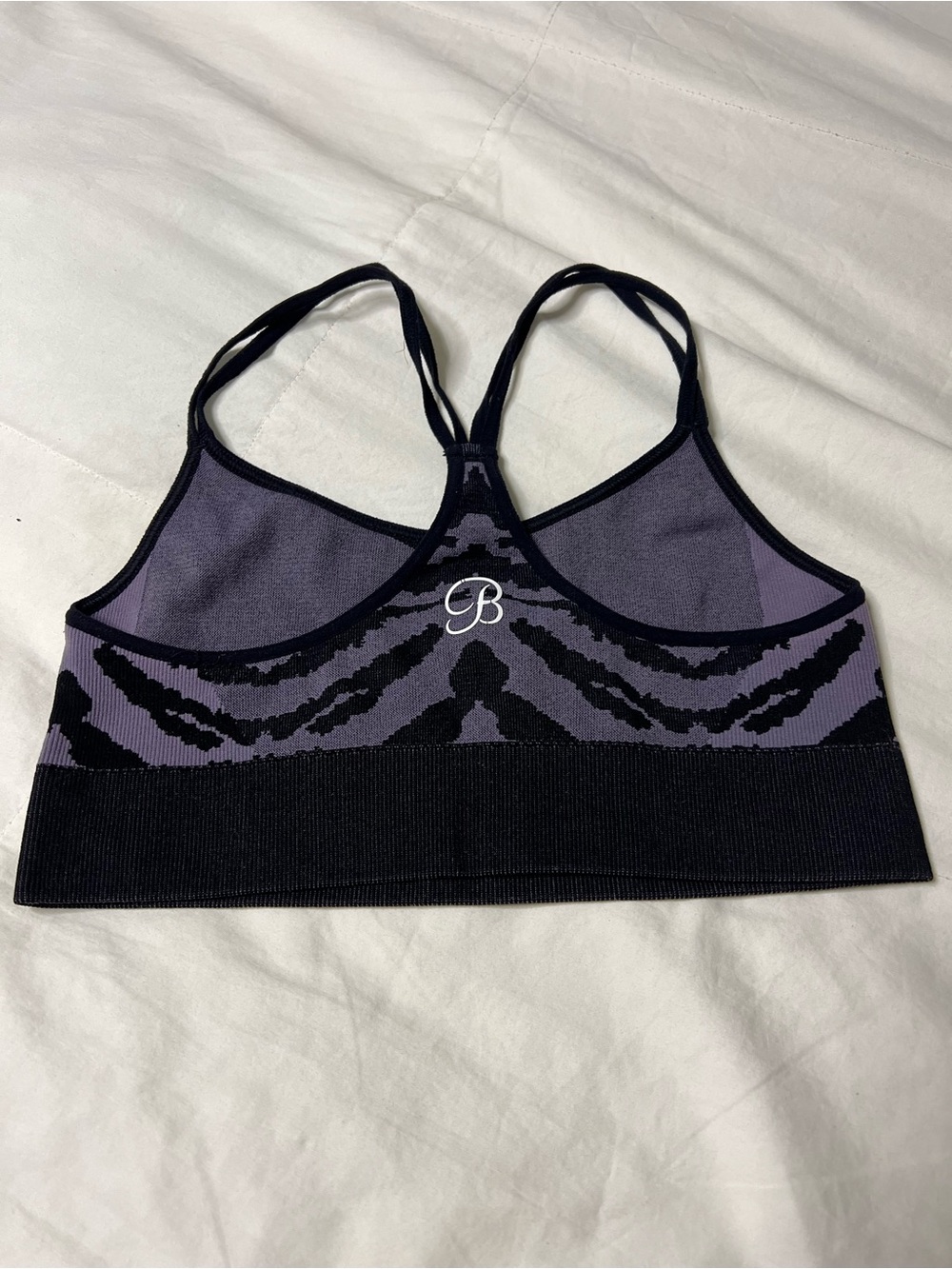 Bombshell Sportswear Purple & Black Patterned Seamless Sports Bra